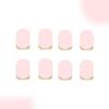 24 Pcs Short Square Acrylic Nail Simple Full Cover Stick On Nail French Tip Press On Nail Glittering False Nail