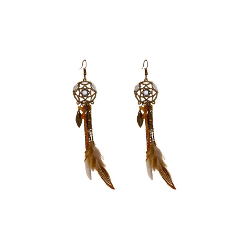 Bohemian Vintage Round Flower Conch Ear Hook Ethnic Style Tassel Earrings Personality Fashion Earrings Women