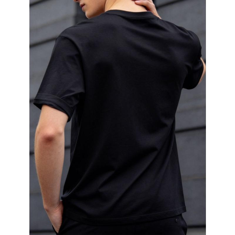 T-shirt con Stampa Farfalle, Taglia Europea, Girocollo Casual, Vestibilità Regolare, Manica Corta, Tessuto Leggermente Elasticizzato Per Uomo, Ideale Per Estate e Uso Quotidiano