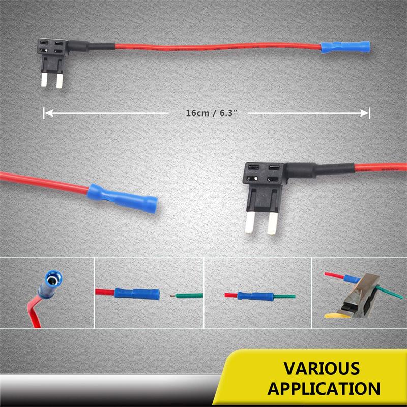 10Pack 12V Car Add-a-Circuit Fuse Tap Adapter Micro2 Blade Fuse Holder with 10pcs 10A 20A Fuses Micro2 12V Fuse holder Fuse Holders1