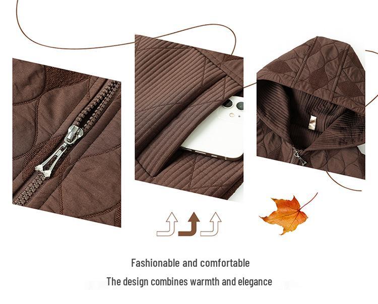 Women's Hooded Trench Coat - Spring/Autumn, Fashionable Loose Fit for Middle-aged and Elderly Moms