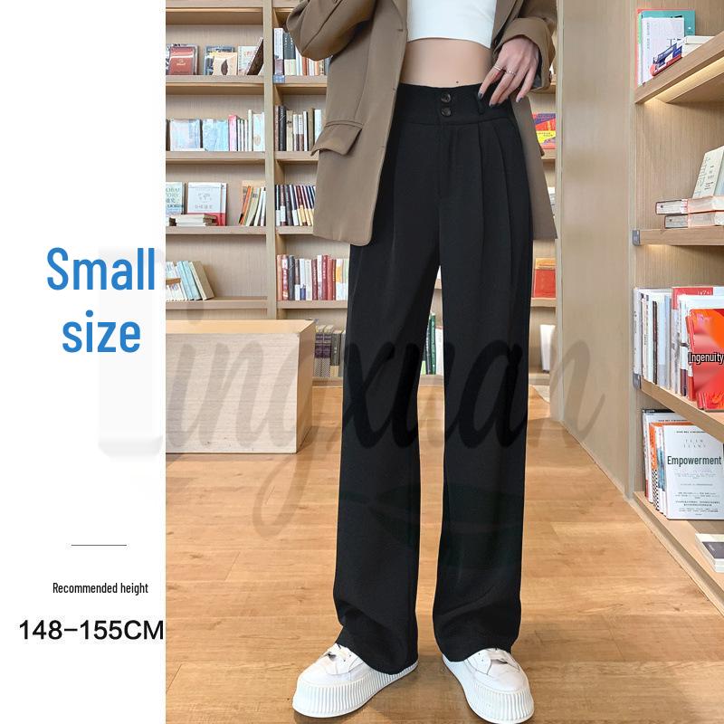 

Black Wide-Leg Floor-Length Pants for Women - Slimming Waist Suit, Versatile for Autumn, Ideal for Pear-Shaped Bodies X-Large