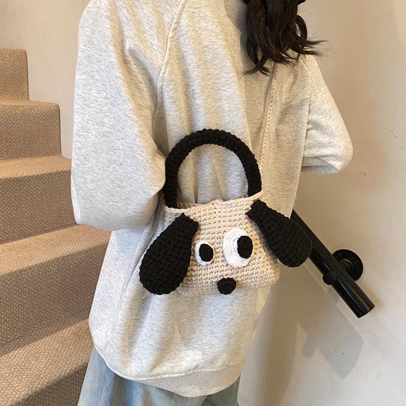 And Cozy Whimsical Knitted Kids Handbag With Playful Dog Design Perfect Children For