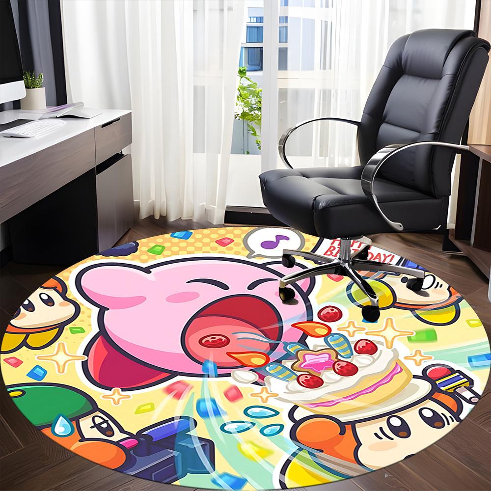 1pz Tappeto Rotondo da Ufficio Kirby, Arredamento per Camera da Letto Soggiorno Casa, Decorazione Stanza, Offic a1016191