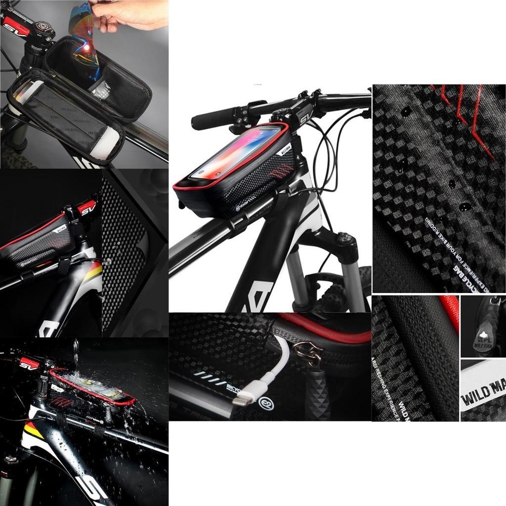 Durable Waterproof Bicycle Cycling Bike Front Top Tube Frame Bag With Tpu Touch Screen Phone Holder Case