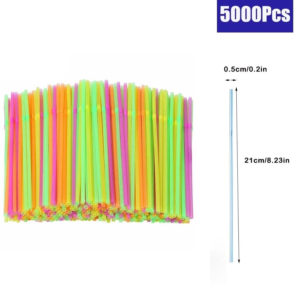 100-10000Pcs Food Grade Plastic Drinking Straws Multicolor Christmas Festive Party Wedding Bar Cocktail Beverage Straws