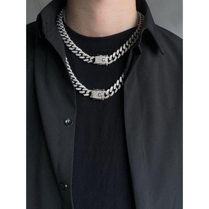 Soul Collision Soulcollision Jackson Wang Full Diamond Cuban Necklace Diamond European Hip Hop Ins Bracelet