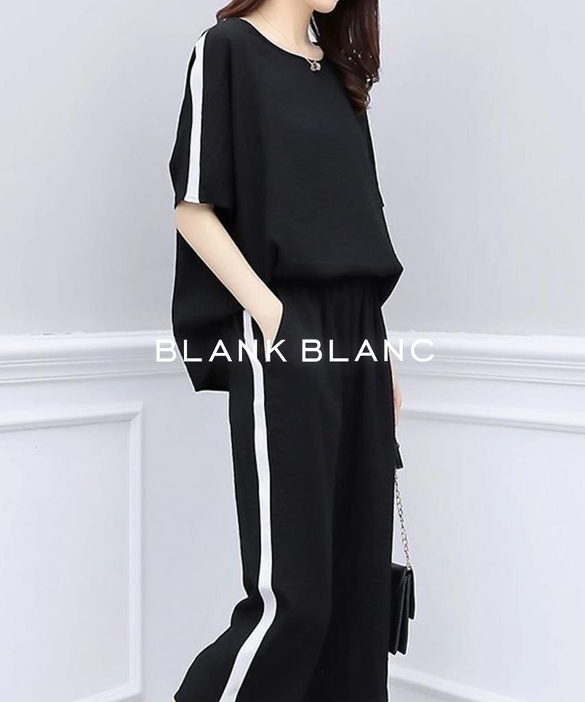 Blanc Blanc Top and Bottom Cut and Everyday Office Training Plus Sizes Stylish Set, Sewn, Pants, Striped, Loungewear, Wear, Spring, Summer, Autumn,