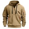 Men's Half Zip Hoodie Tactical Style Kangaroo Pocket Casual Sweatshirt