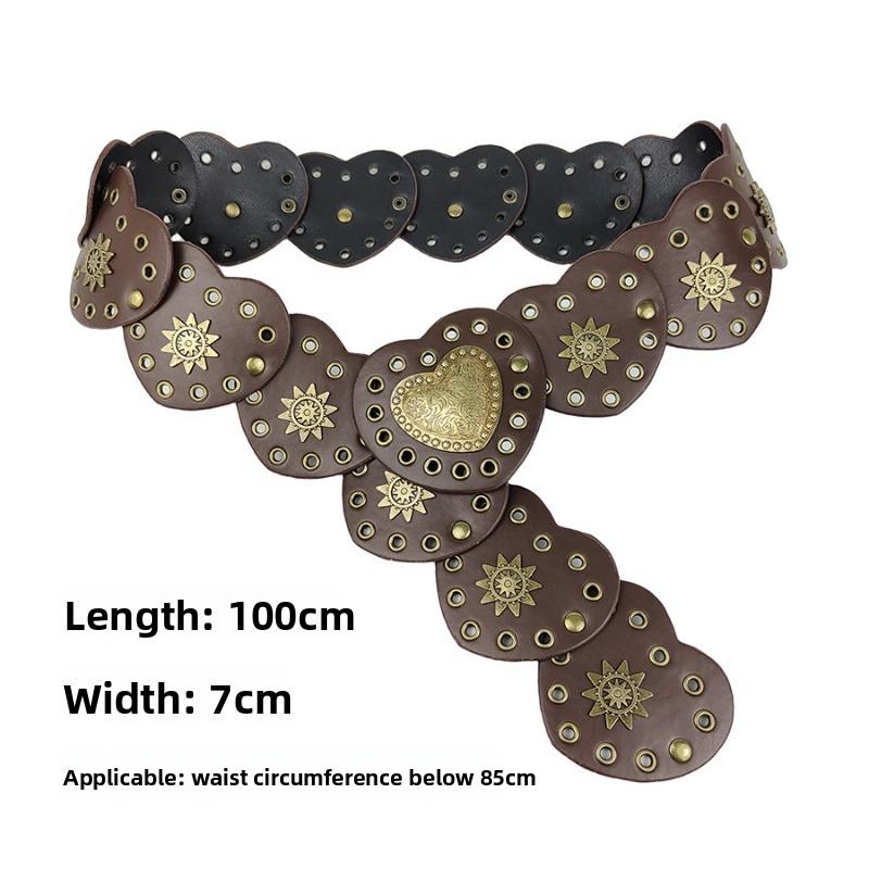 Metal beaded heavy industry adjustable pu leather trendy women's clothing matching belt for women