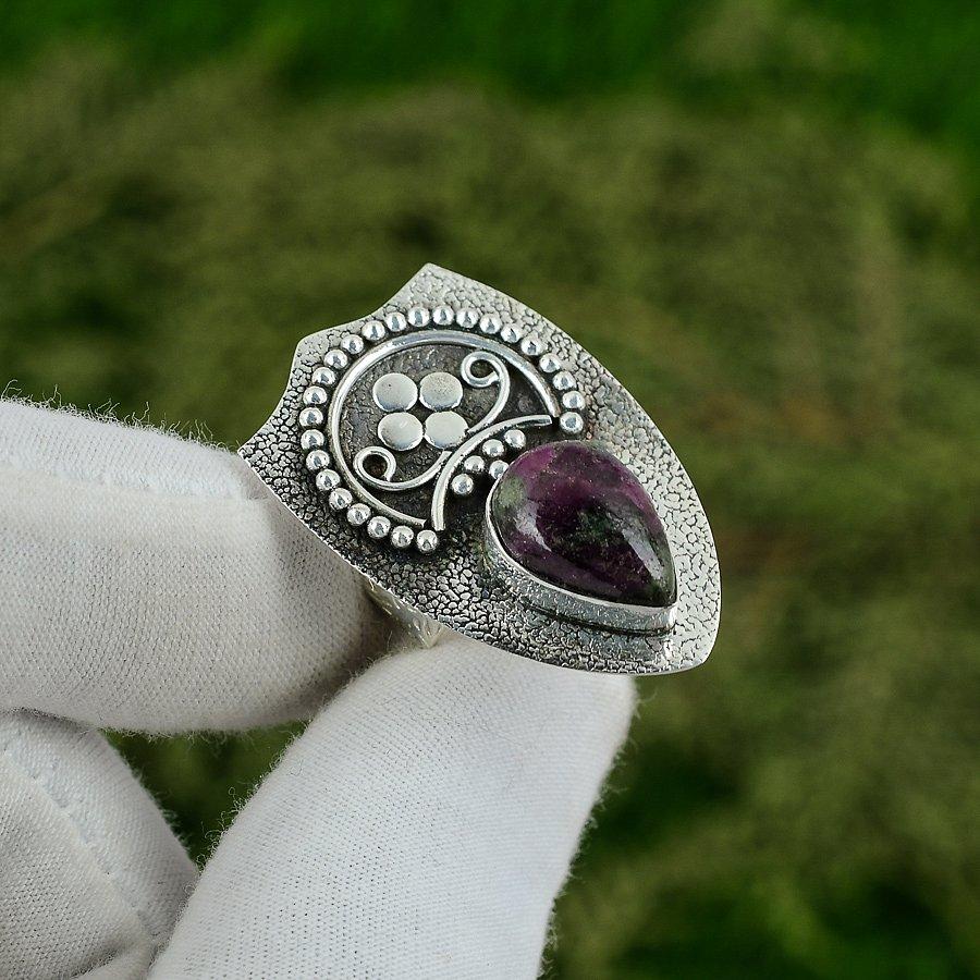 Friendship Day Sale Ruby Zosite Stone Sterling Silver Promise Daughter Boho Ring Adjustable