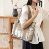 Large Capacity Cotton-padded Tote Bag Korean Style Puffy Bag Simple Nylon Handbag  Autumn Winter