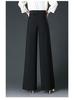 Women's High-Waisted Wide-Leg Pants - Plus Size, Floor-Length, Casual Professional Spring/Summer/Autumn Style.