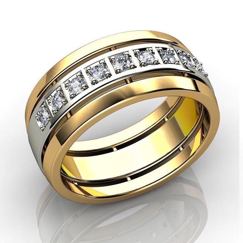 Cao Shi Trendy Unisex Two-Tone Rings - European & American Minimalist Couple Style