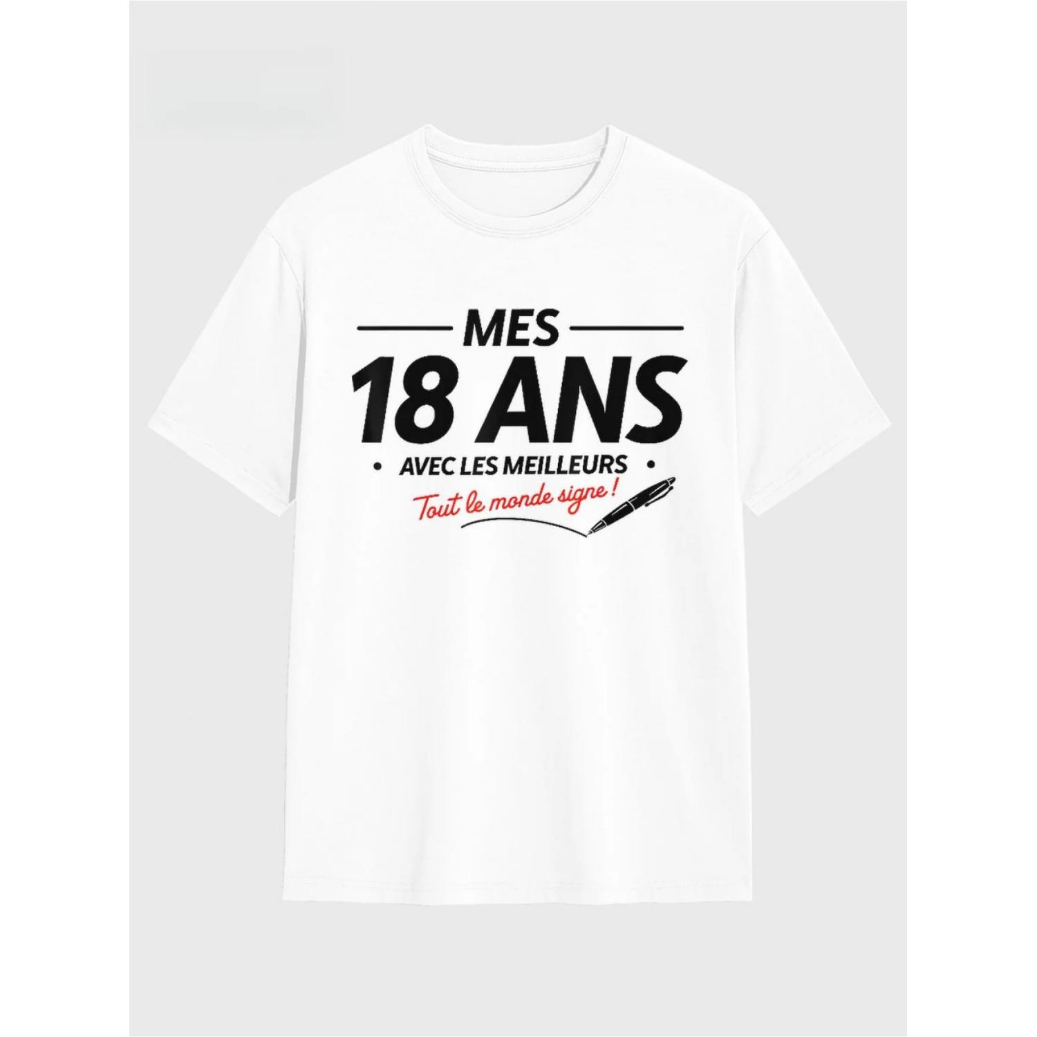 

18th Birthday or 18th French Text T-shirt - Fun 2007 Retro Design, Casual Short Sleeve T-shirt for 18th Birthday Party Costume S чёрный