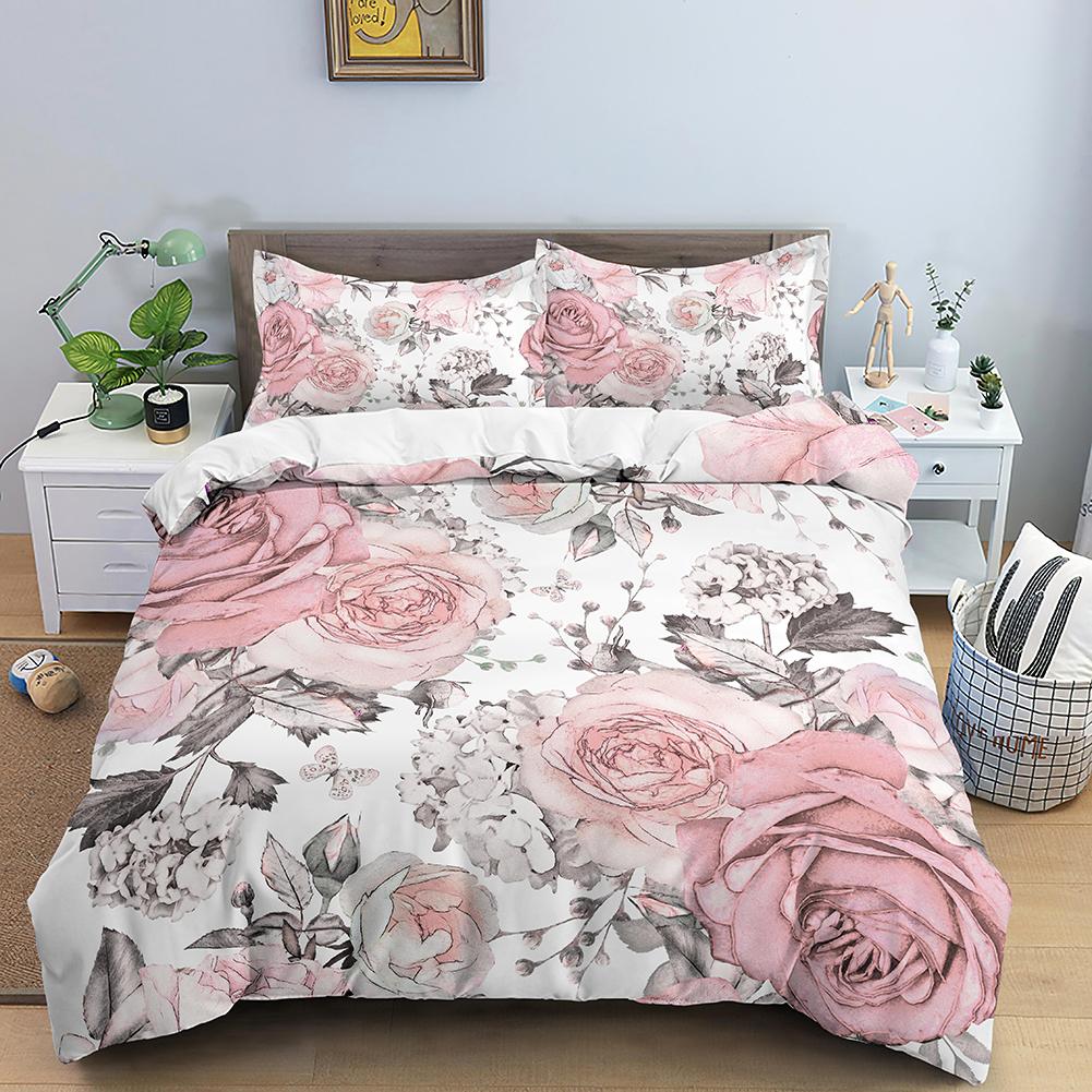 Comforter Beautiful Flowers Pattern Bedding Set Polyester Luxury Floral Single Twin King Queen Size Home Decor