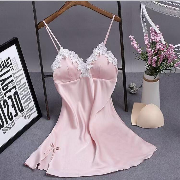 Luxury Silk-Style Cross-Border Pajamas & Sleep Dress for Women Medium розовый
