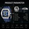 TSAR BOMBA Men's Watch 50M Water-Resistant Tonneau Dial Luxury Sapphire Crystal Silicone Strap