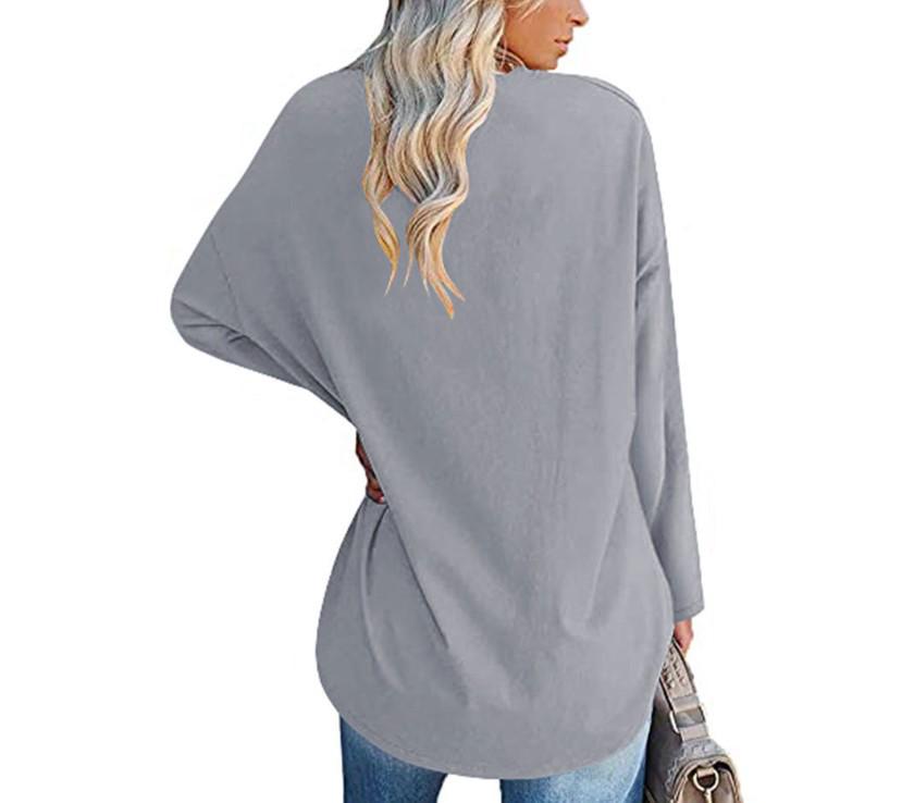 Super Large Multi-color Loose V-neck Women's T-shirt with Drop Shoulder Sleeves