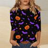 Women's Fashion Casual Round Neck Printed 3/4 T-shirt Top