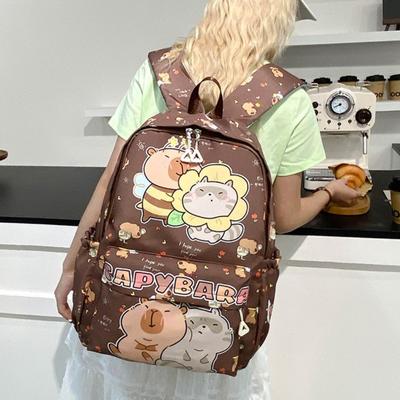 Neuer Kapybara-Rucksack mit großer Kapazität, atmungsaktiv, ultraleicht, Schüler-Schulranzen, Nylon, Cartoon-Büchertasche