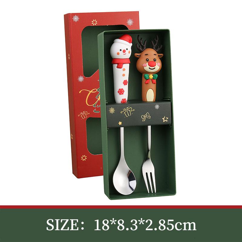 

Christmas Day Dessert Spoon Creative Santa Claus Snowman Gift Spoon Fork Tableware Set Cartoon Stainless Steel Cutlery Spoon Set (As shown-15613)-