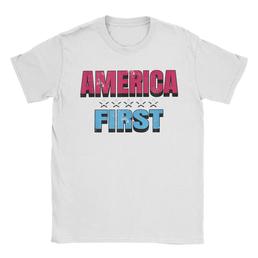 America First T Shirts Unisexs 100 Cotton Vintage TShirt Round Neck Tee Shirt Short Sleeve Clothing Classic