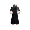 Fila Logo Striped Polo Fashion Elegant Breathable Sports Casual Mid-Length Short Sleeve Dress Women Dresses Legendary-Blue F11W327302F-NV