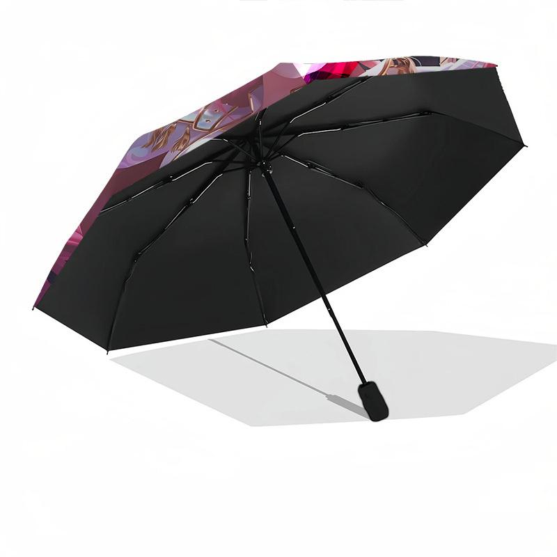 K-POP Anime Mädchengruppe Thema Automatisches Öffnen und Schließen Regenschirm - 8 Rippen, Geeignet für Freizeit und Ausgehen, Outdoor-Accessoire, Gothi