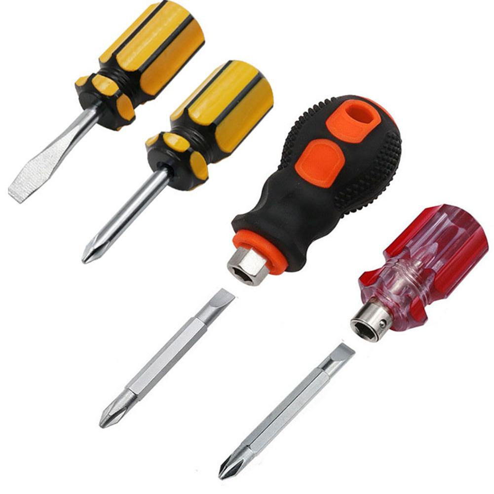 4pcs Steel Cross Shaped Flat Head Multipurpose Screwdriver Kit Home Repair Tool Magnetic Dual-purpose Screwdriver