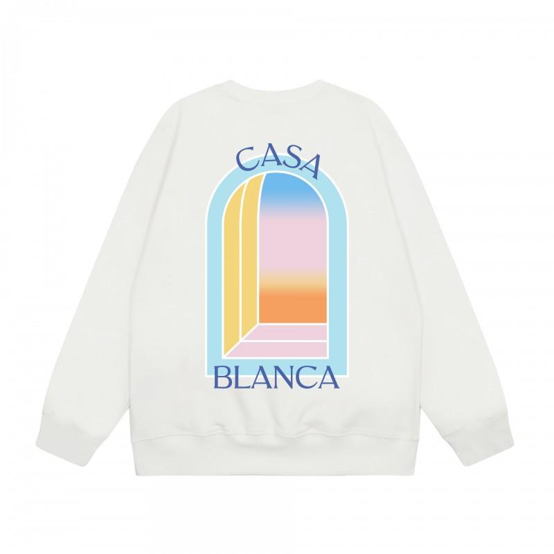 Winter CASA Hoodie Rainbow Letter Print Crew Neck Loose Long Sleeve Sweatshirt Men Women
