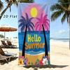Hello Summer Colorful Flip Flop Pattern Beach Towel Quick Dry Microfiber Large Towel For Swimming Pool Beach Bath Outdoor