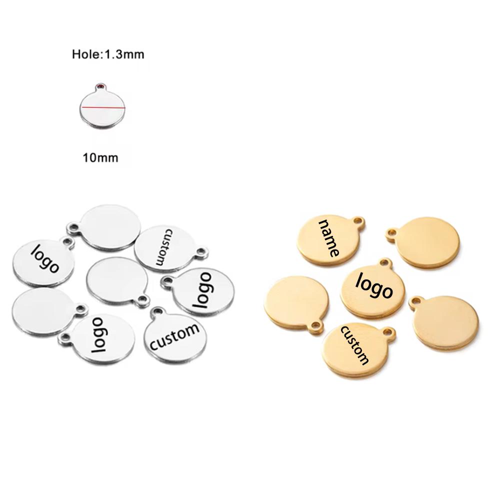 30/50pcs Laser Engraved Logo Tags Stainless Steel Circle Tag 6mm-12mm Round Charm Engravable Pendants for Jewelry Making