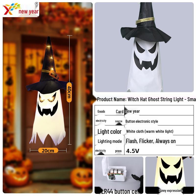 Glowing Halloween Wizard Hat LED String Lights for Outdoor Decorations