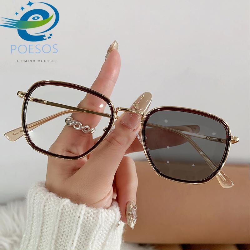 Fashion ultra-light plain flat glasses trendy new trend color-changing anti-blue glasses personalized versatile glasses frame