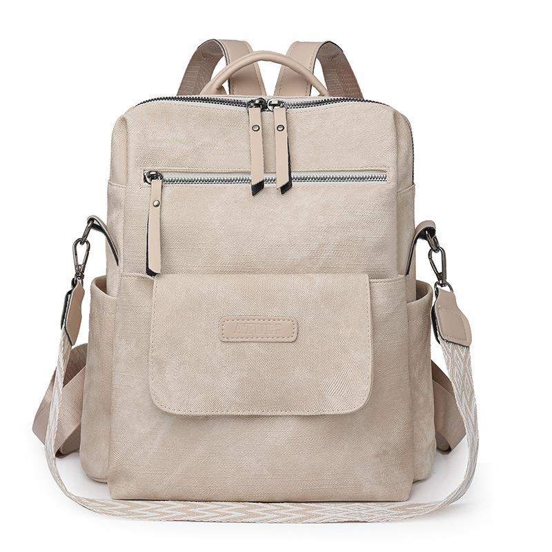 

ПУ Рюкзак Женский Рюкзак Дорожная Сумка Многофункциональная Сумка на Плечо бежевый