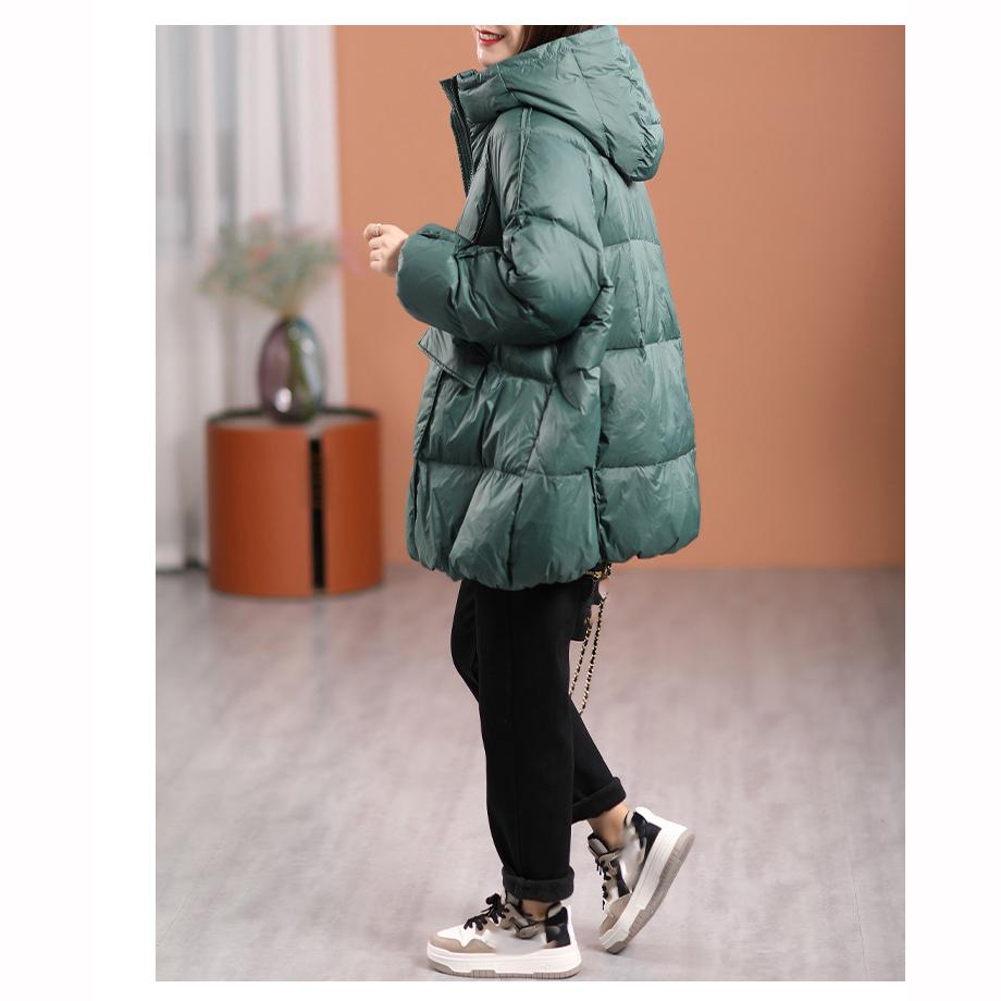 Women Down Jacket Hood Autumn Winter Warm Outwear Casual Loose Over Size Outwear Thick Coat