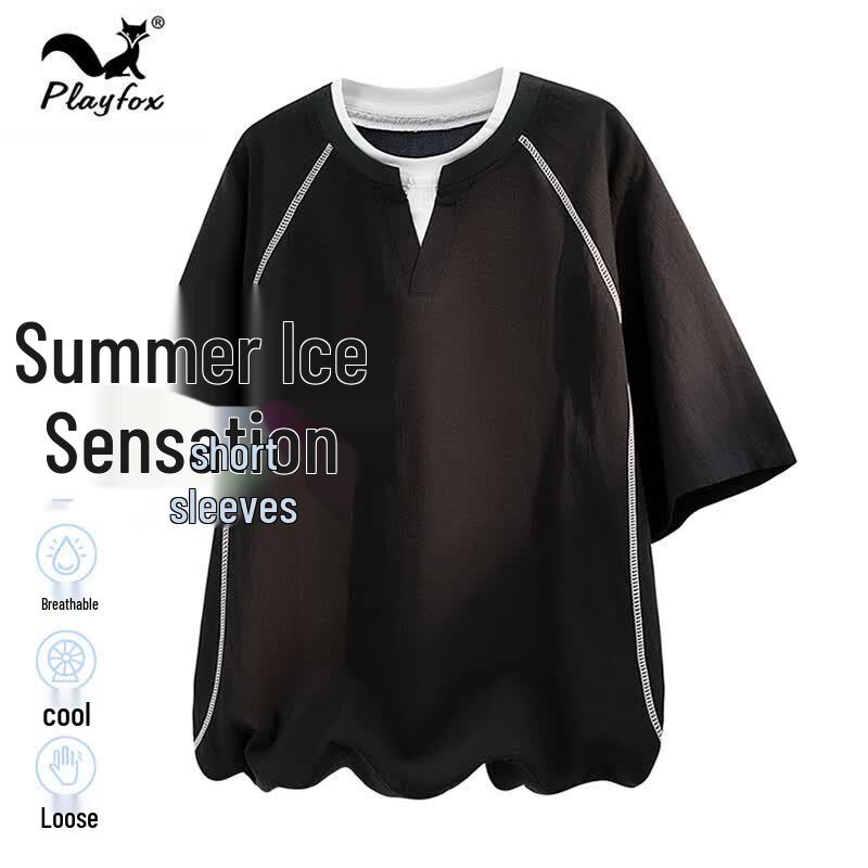 PLAYFOX Men s Lyocell Blend Faux Two-Piece Casual T-Shirt 2XL