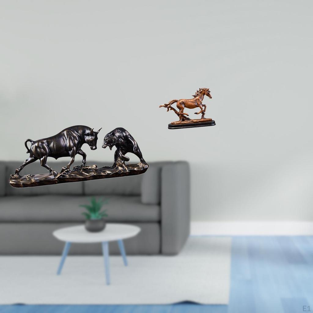 Modern Feng Shui Animal Sculpture Artwork Collectible Cow Cattle Horse Figurine Statue for Desk