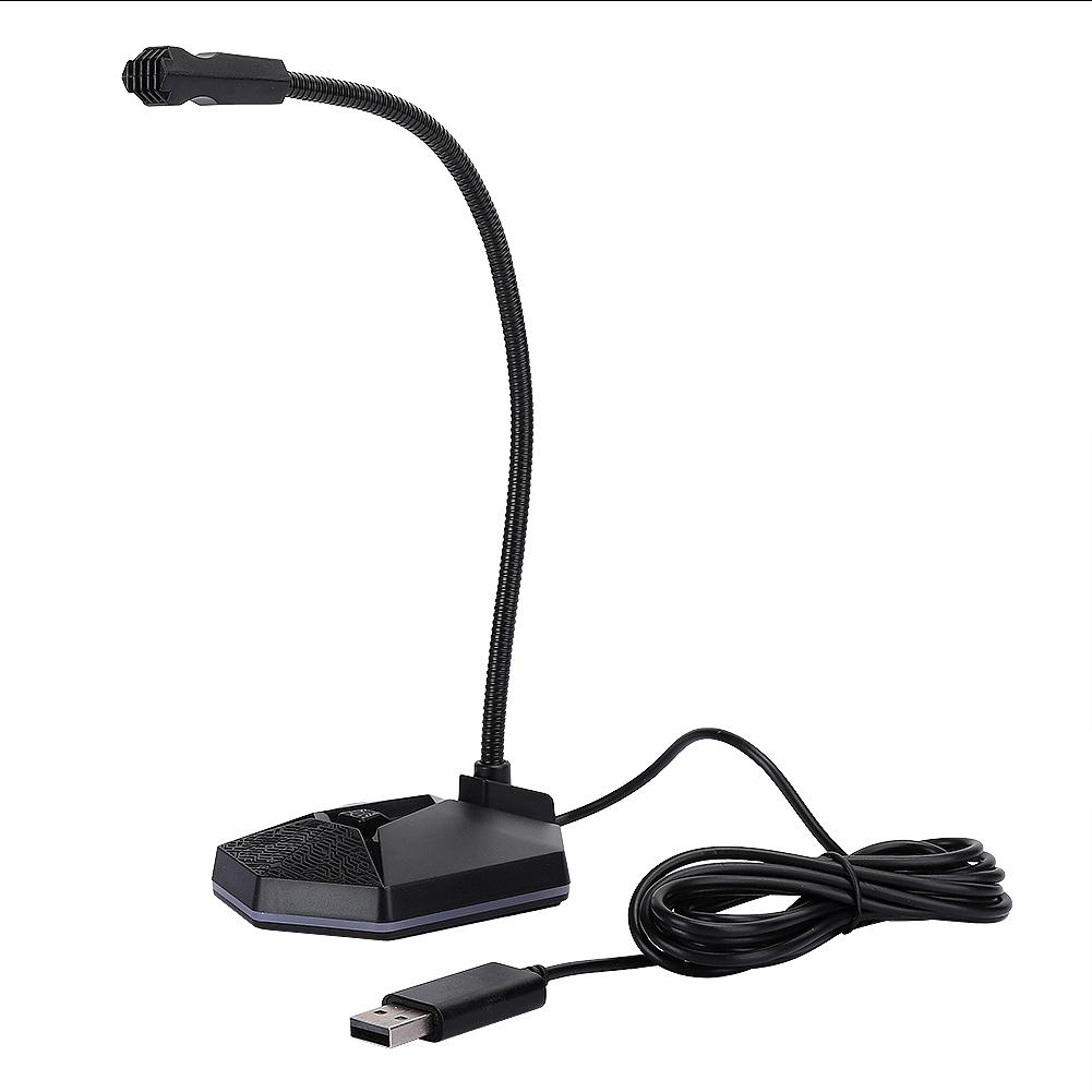 Computer Microphone RGB USB Bendable 360 Degree Omnidirectionnel Drive Free PC Desktop Mike