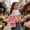 Plush Cartoon Rabbit Shaped Crossbody Bag Soft Faux Fur Rabbit Shoulder Bag Fluffy Cute Bunny Sling Bag for Women Girls