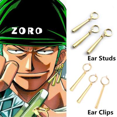 Moda Unissex 3 Peças/Lote Zoro Cosplay Brincos Anel Adereço para Mulheres Homens Festa Pingente Coluna Longa Brincos Pendentes Clipe de Orelha Joias Presentes