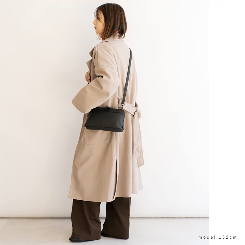 VITAFELICE Genuine Leather Shoulder Pouch with Long Women's Wallet, sib-20009n (Black)