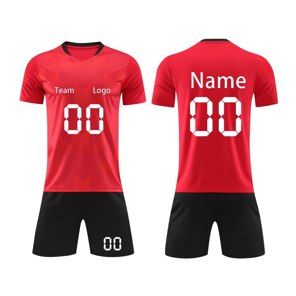 Men's Athletic Soccer Uniform Set, Short Sleeve Jersey and Shorts, Quick Dry Sportswear for Training and Matches