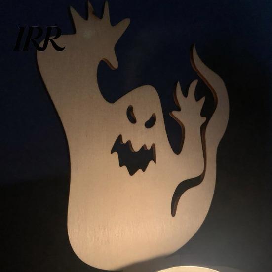 Stable Tea Light Base Halloween Ghost Candle Holder, Solid Wood Stand, Maple Leaf Decorative Holder Candlestick, Projection Stand for Spooky