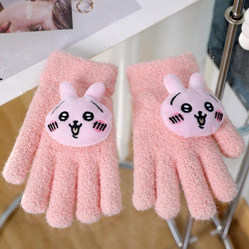 Warm Plush Five-Finger Winter Gloves for Boys and Girls (0-12 Years)