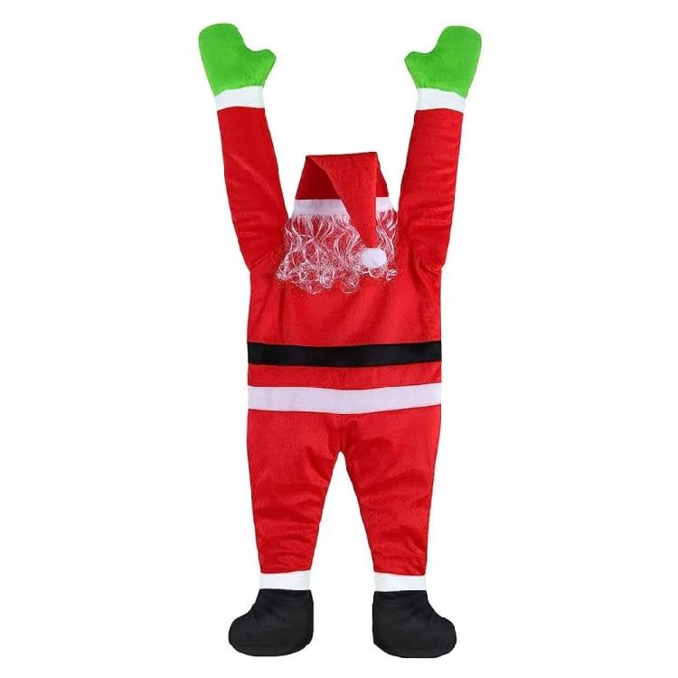 Christmas Hanging Santa Decoration,Outdoor Realistic Santa Climbing Roof Gutter Yard Holiday Outdoor Hanging Ornament