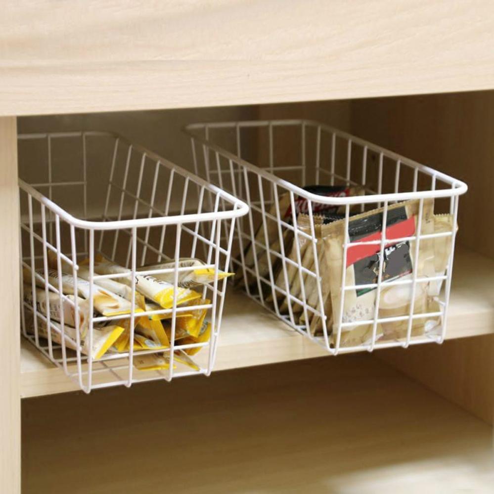 1 Pcs Wrought Iron Kitchen Seasoning Storage Basket Storage Basket Bathroom Rectangular Storage Box Wall Hanging Rack Storage