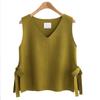 Autumn and Winter Knitted Siping Lace-up Vest, V-neck Pullover Vest, Loose Outer Sleeveless Sweater Waistcoat