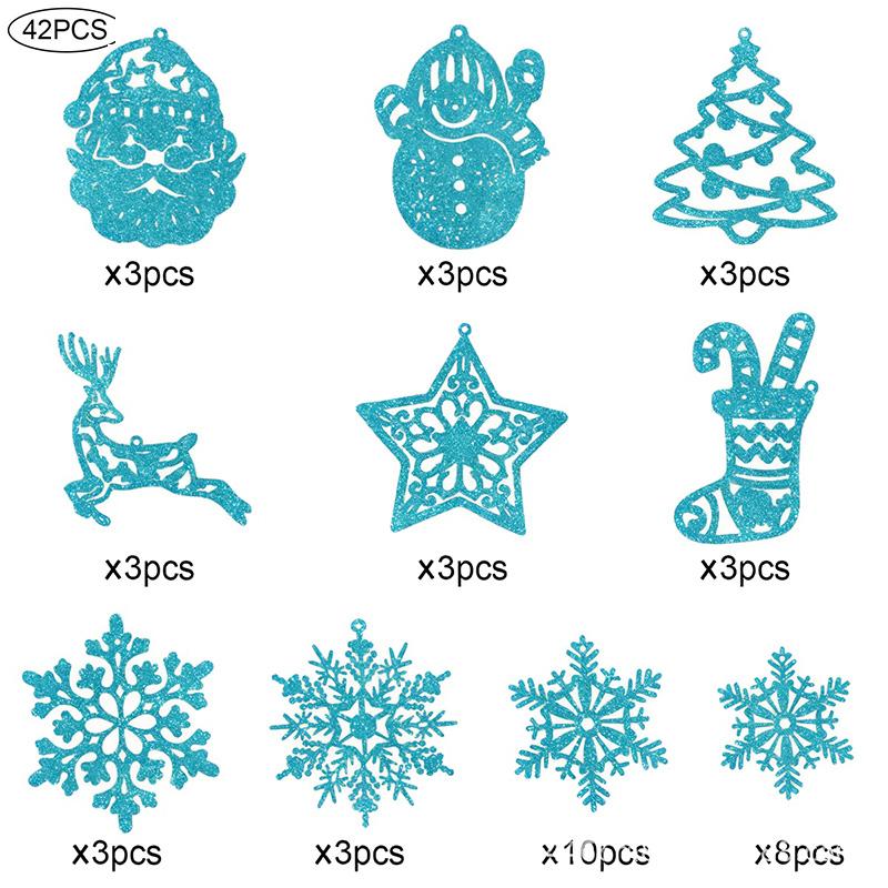20Pcs Christmas Tree Decoration Hanging Ornaments Tree Snowman Reindeer Santa Snowflake Ornaments for New Year Winter Party